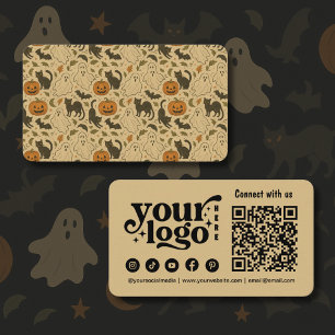 Cartão De Visita Padrão de Dia das Bruxas Spooky desenhado à mão