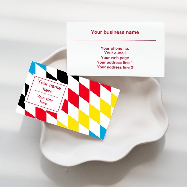 Cartão De Visita Padrão de Diamante Bávaro Negro Vermelho Amarelo e (Criador carregado)