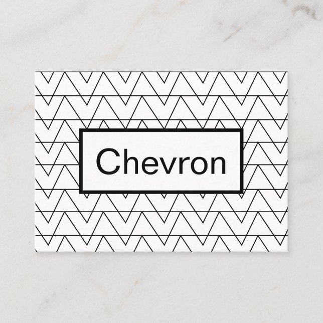 Cartão De Visita Padrão de distribuição de chevons preto e branco (Frente)