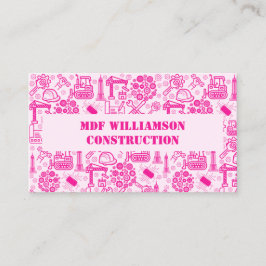 Cartão De Visita Padrão de Engenheiro de arquitetura Blueprint rosa
