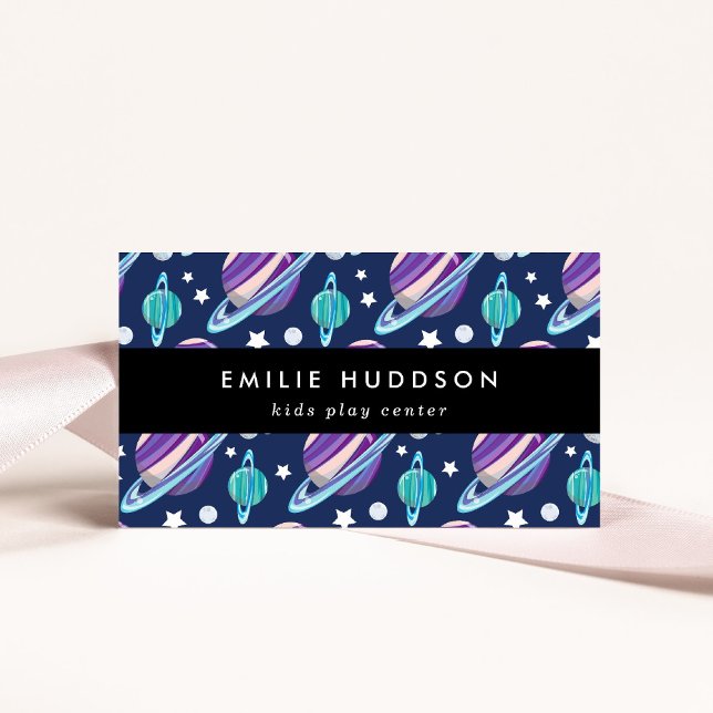 Cartão De Visita Padrão de Espaço, Kids Play Center, Centro de Ativ (Criador carregado)