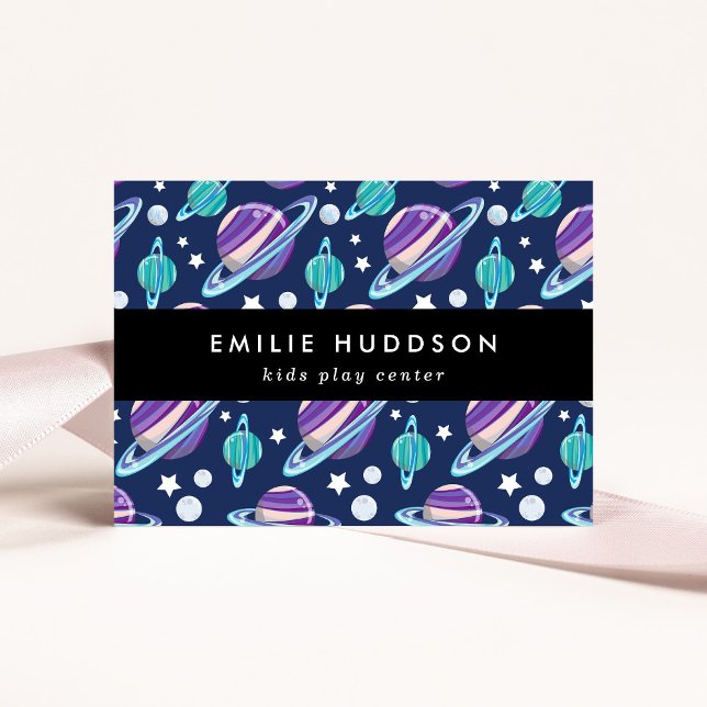 Cartão De Visita Padrão de Espaço, Kids Play Center, Centro de Ativ (Criador carregado)