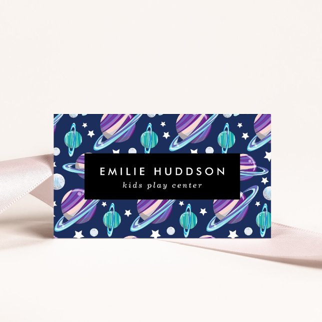 Cartão De Visita Padrão de Espaço, Kids Play Center, Centro de Ativ (Criador carregado)