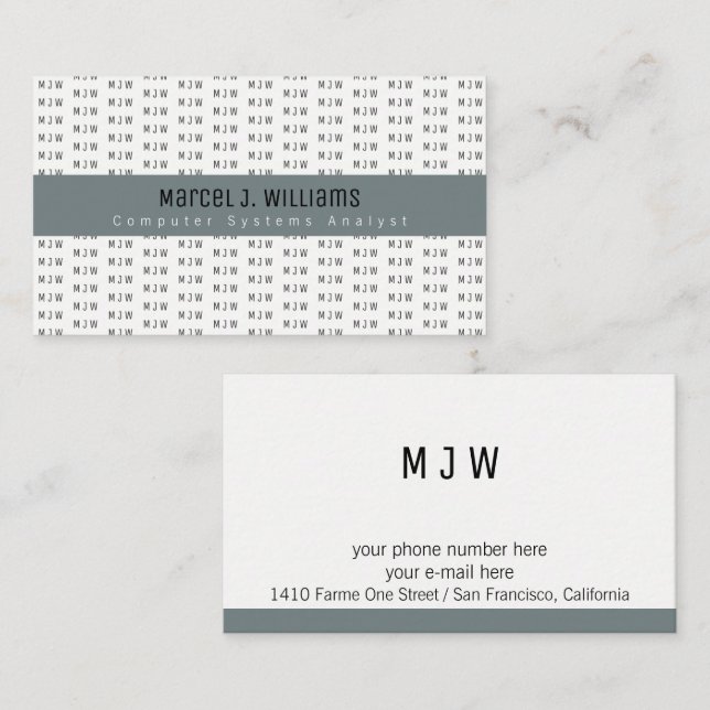 Cartão De Visita padrão de faixas e iniciais profissionais modernas (Frente/Verso)