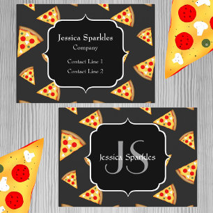 Cartão De Visita Padrão de fatias de pizza legal e divertido Monogr