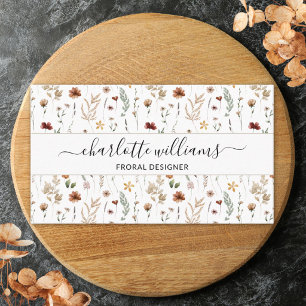 Cartão De Visita Padrão de Flor Silvestre Floral Bonito Aquarela