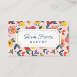 Cartão De Visita Padrão de Folhagem e Abelhas de Abstrato selvagem