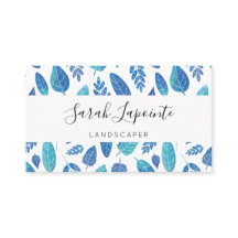 Padrão de Folhas de Aquarela Azul