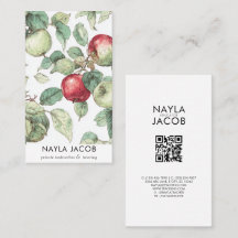 Padrão de Fruta Maçã Vermelha Verde Aquarela Rústi