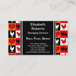 Cartão De Visita Padrão de Galinha Vermelha e Negra