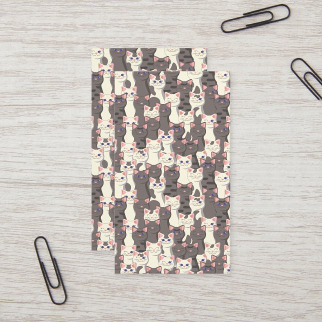 Cartão De Visita Padrão de gatos brancos e cinzas (Frente/Verso In Situ)