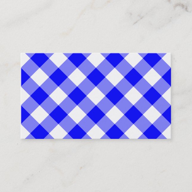 Cartão De Visita Padrão de Gingham Azul (Frente)