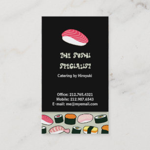 Cartão De Visita Padrão de Ilustrações Diversas de Oishii Sushi 