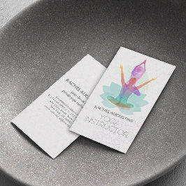Cartão De Visita Padrão de Lótus de Meditação de Yoga com Aquarela 