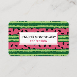 Cartão De Visita Padrão de Melancia Cótea rosa e verde