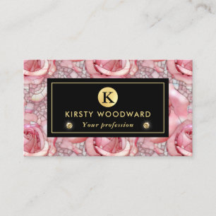 Cartão De Visita Padrão de mosaico de rosa cor-de-rosa elegante