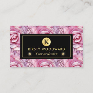 Cartão De Visita Padrão de mosaico de rosa cor-de-rosa elegante