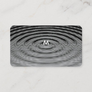 Cartão De Visita Padrão de Onda de Ripple Preto e Branco Minimalist