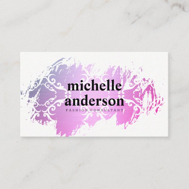 Cartão De Visita Padrão de Ornamentado da moda escovado (Frente)