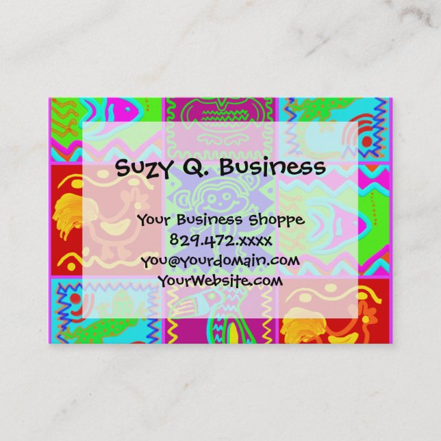 Cartão De Visita Padrão de Patchwork de Bold Funky (Frente)