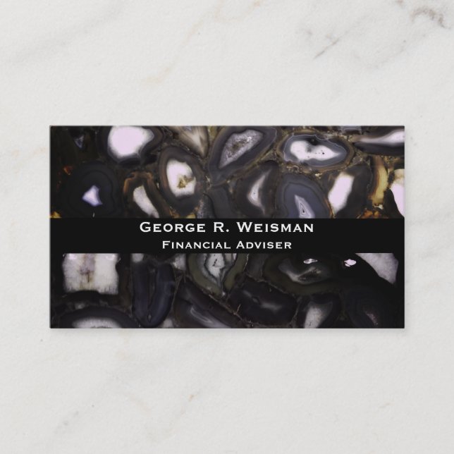 Cartão De Visita Padrão de pedra de Agato Branco-Castanho-Púrpura (Frente)