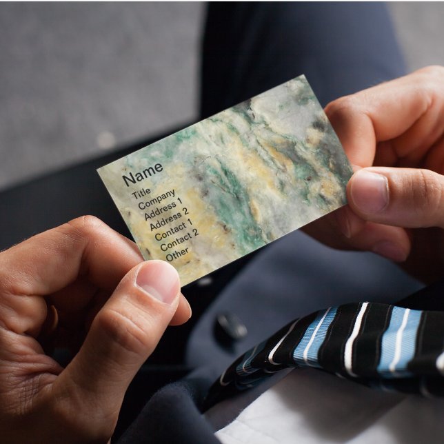 Cartão De Visita Padrão de Pedra Mineral Marinha Verde (In Situ Hand)