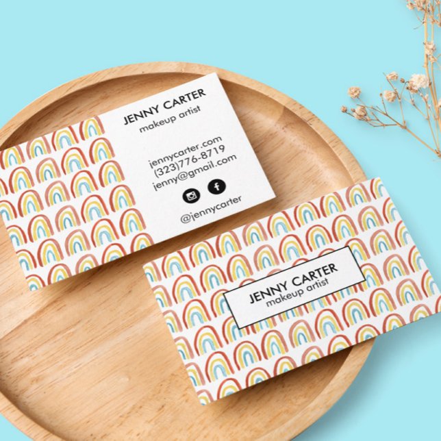 Cartão De Visita Padrão de Rainbows de Cores-d'Água Simples Legal (Criador carregado)
