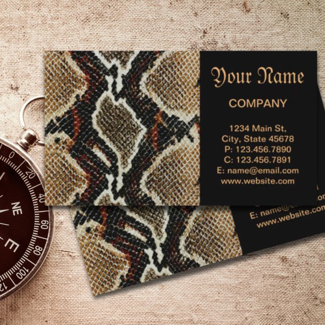 Cartão De Visita padrão de réptil selvagem pignon cobra impressão (wild reptile pattern colorful python snake print business card)