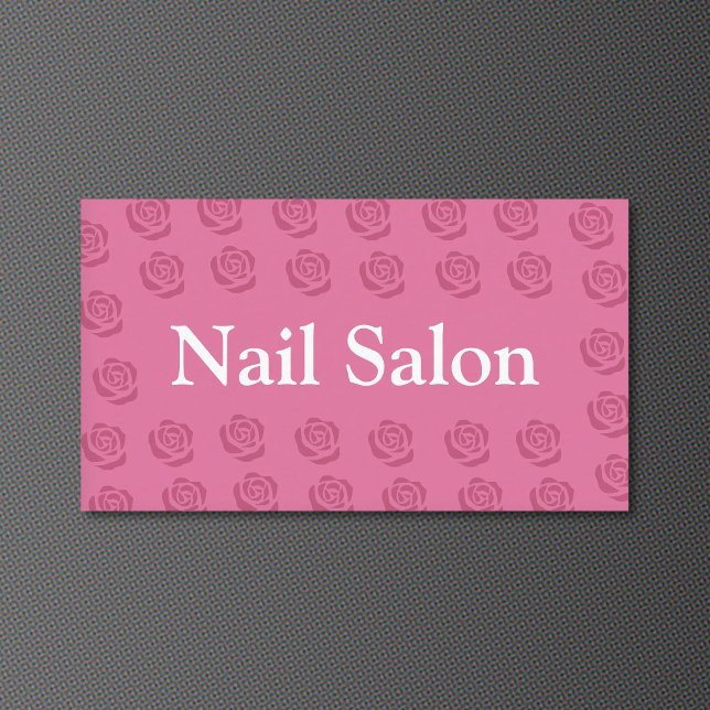 Cartão De Visita Padrão de Rosas - Salão de Unhas (Roses Pattern - Nail Salon Business Card)