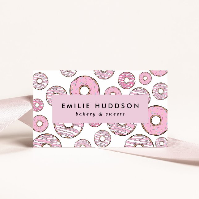 Cartão De Visita Padrão De Rosquinhas Rosa, Compro De Bolo, Compro  (Criador carregado)