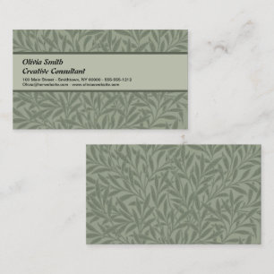 Cartão De Visita Padrão de Salgueiro William Morris Antigo Verde Sa