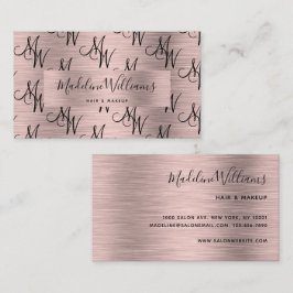 Cartão De Visita Padrão de Script Dourado do Monograma Preto do Ele