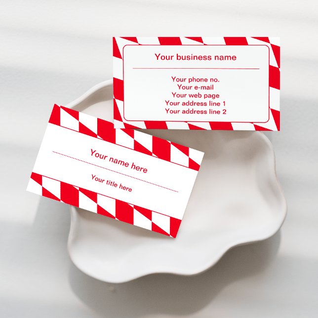 Cartão De Visita Padrão de Sinalizador de Diamante Bávaro Vermelho  (Criador carregado)