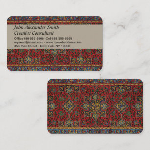 Cartão De Visita Padrão de Tapete Persa Vintage Vermelho Azul Arabe
