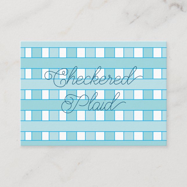 Cartão De Visita Padrão de Xadrez Verificado Azul (Frente)