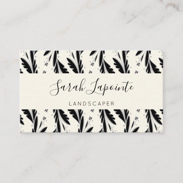 Cartão De Visita Padrão Decorativo de Vinhas Negras (Frente)