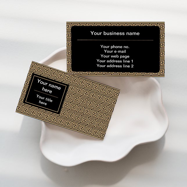 Cartão De Visita Padrão dos Quadrados-Chave Gregos Meander Brown (Criador carregado)