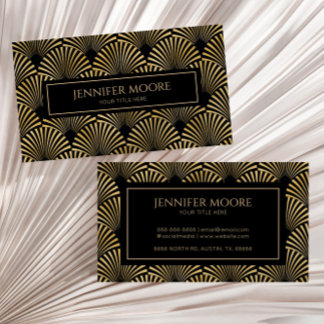 Cartão De Visita Padrão Dourado de arte elegante personalizado