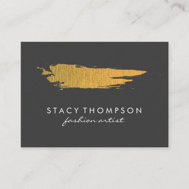Cartão De Visita Padrão Dourado de Bruche Artístico Faux (Frente)