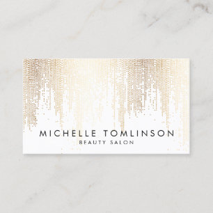 Cartão De Visita Padrão Dourado de Chuva de Confetti Luxe Faux