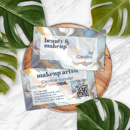 Cartão De Visita Padrão Dourado de mármore azul violeta roxa-púrpur