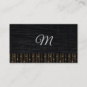 Cartão De Visita Padrão Dourado de Na moda  Preto Velvet com Monog