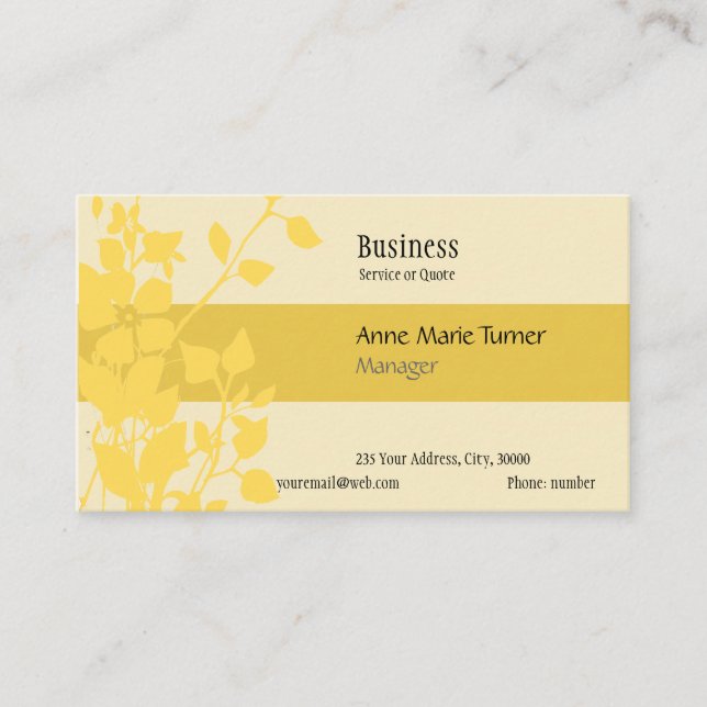 Cartão De Visita Padrão Floral Amarelo de Promocional Moderno (Frente)
