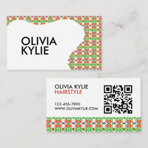 Cartão De Visita Padrão Floral Boho Moderno de Bordado Cruzado Sem