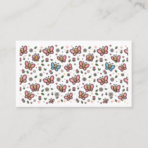Cartão De Visita Padrão Floral Borboleta Fofa Kawaii Sem Costura