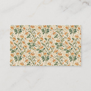 Cartão De Visita Padrão Floral de Lírio Laranja Vintage Elegante
