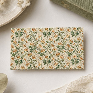 Cartão De Visita Padrão Floral de Lírio Laranja Vintage Elegante