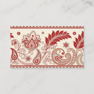 Cartão De Visita Padrão Floral Elegante Red Paisley - Tradicional I