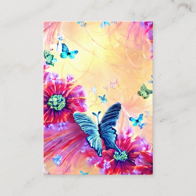 Cartão De Visita Padrão floral, flores tropicais, pequenos diamante (Frente)