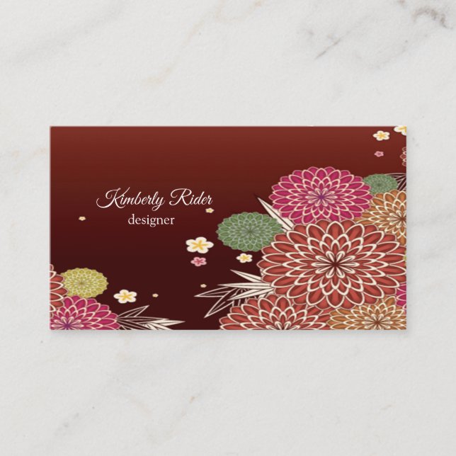 Cartão De Visita Padrão Floral Japonês (Frente)